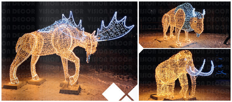 Outdoor 3D Large Reindeer Animals Lights for Christmas Commercial Display