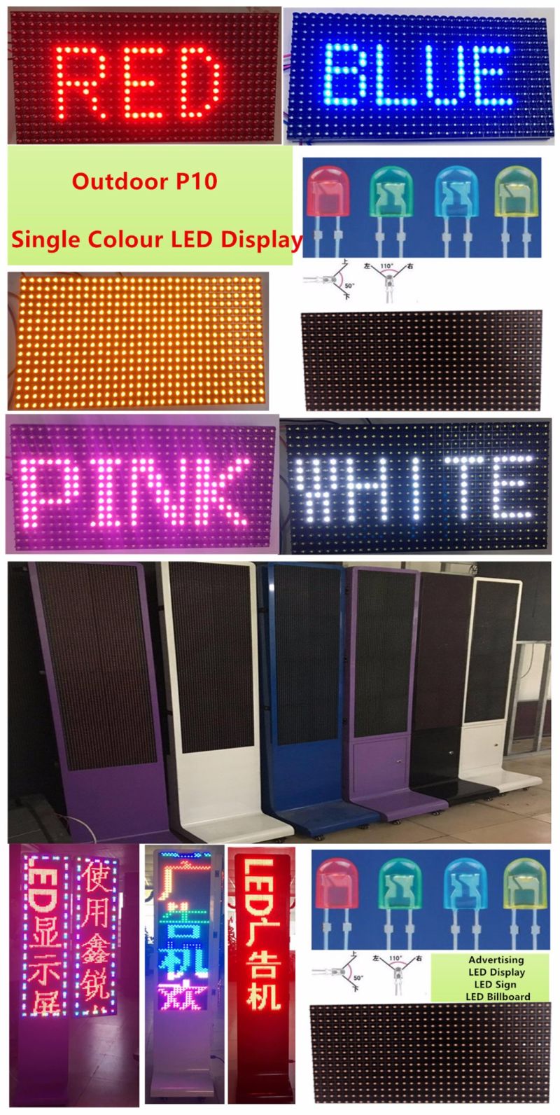 Outdoor and Semi-Outdoor Single Blue P10 LED Text Advertising Display/ Module Screen
