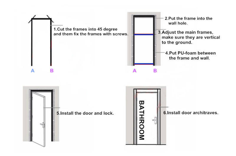 New Design WPC Bedroom Door Interior Door Swing Door Wooden Door French Door