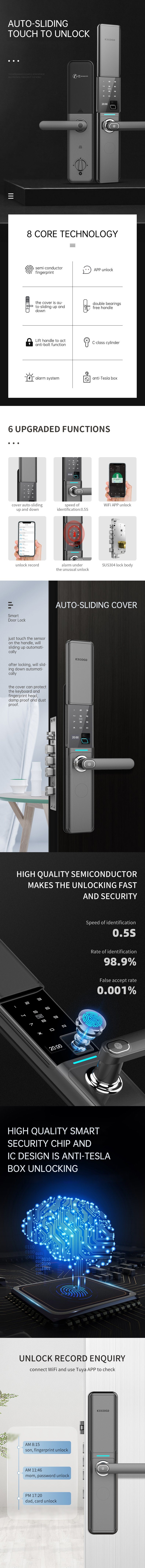 Auto-Sliding Smart Safe Fingerprint Door Lock for Front Door