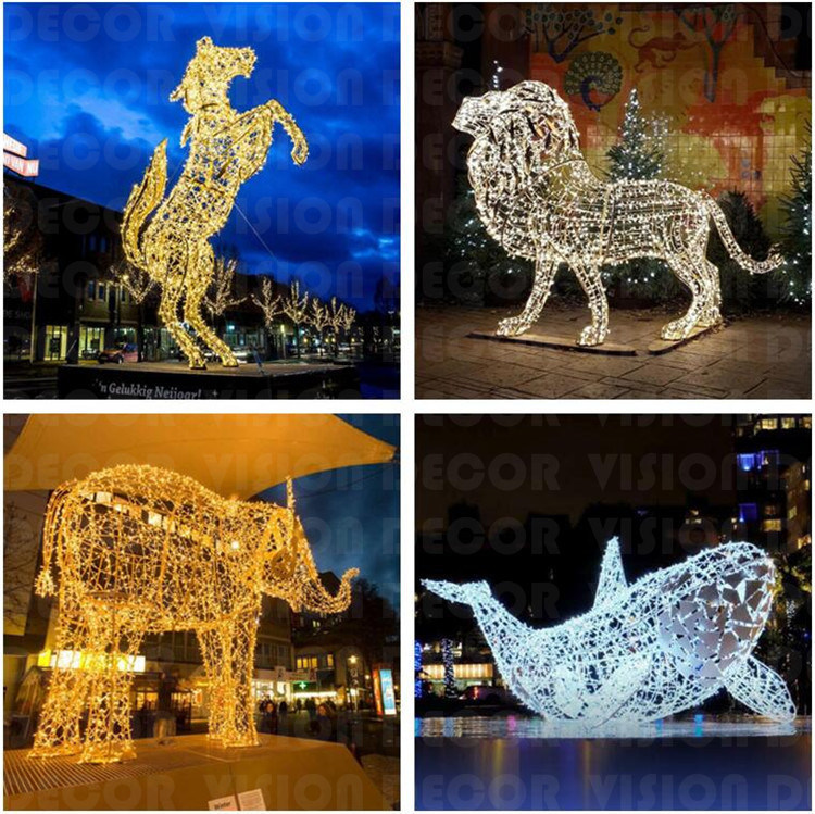 Outdoor 3D Large Reindeer Animals Lights for Christmas Commercial Display