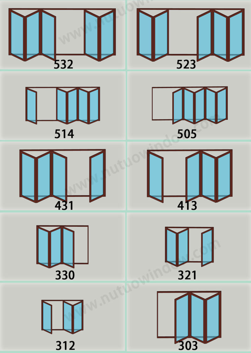 Foshan Manufacturer Anti-Thief PVDF Aluminum Bi-Folding Door with Mosquito Net