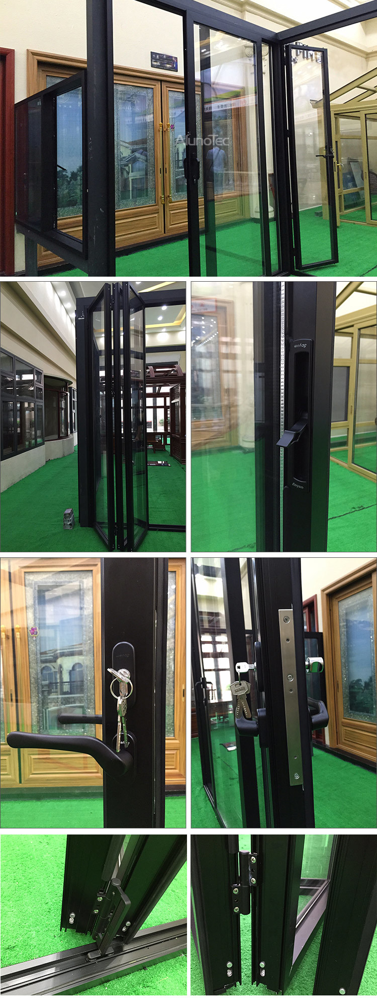 Sliding Foldable Pocket Door Low-E Glass Accordion Doors for Backyard