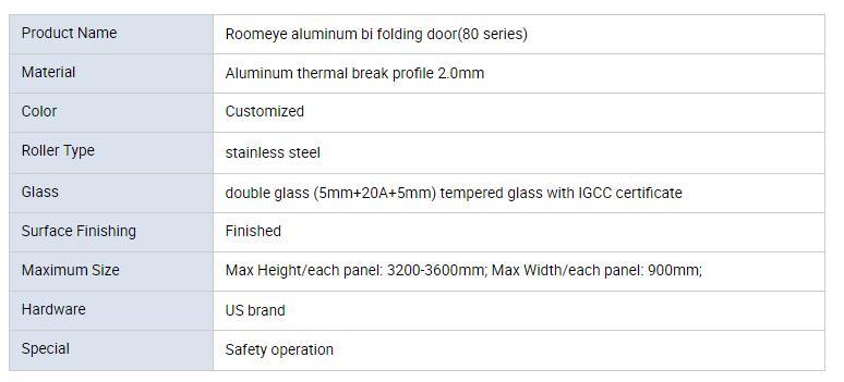 Air-Tightness Aluminum Bi-Folding Door with Mosquito Net