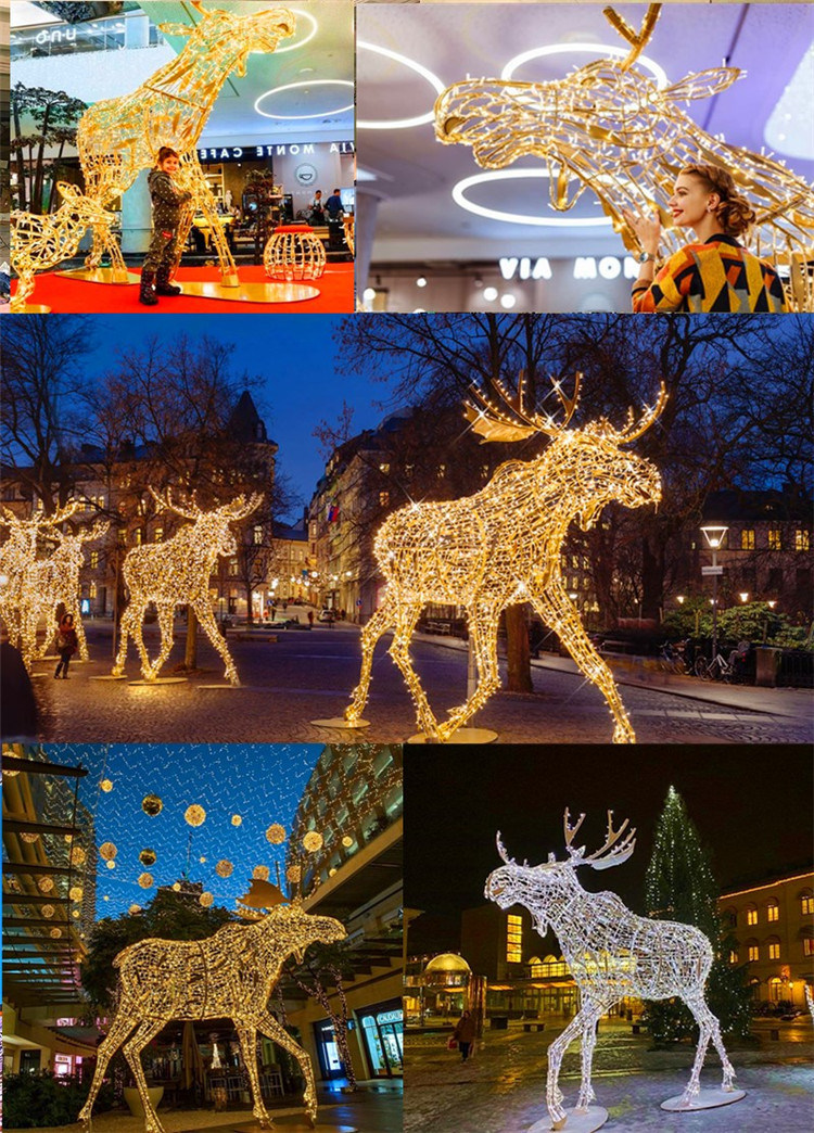 Outdoor 3D Large Reindeer Animals Lights for Christmas Commercial Display