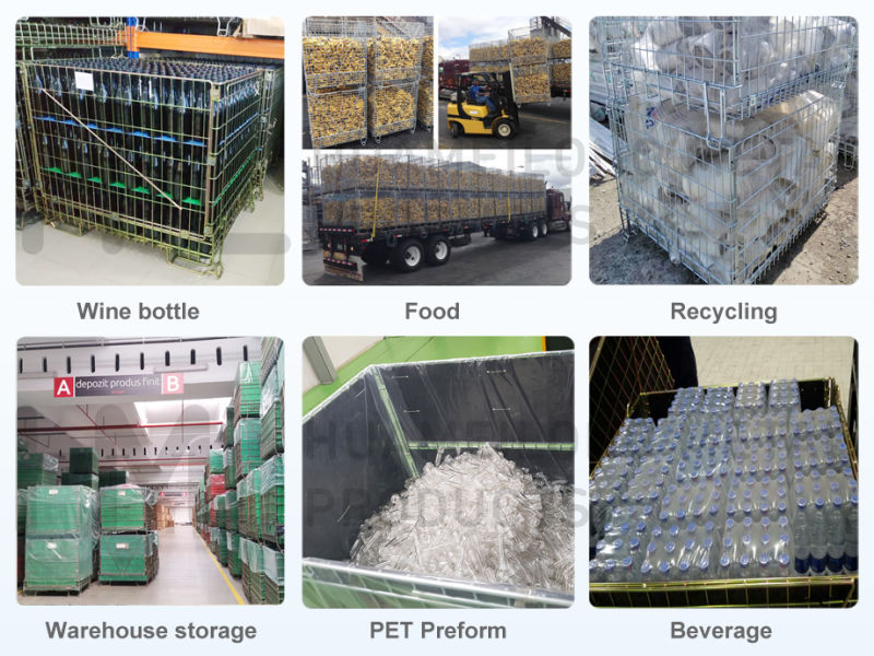 Front Door Bulk Warehouse Welded Steel Wire Mesh Pallet Basket Container