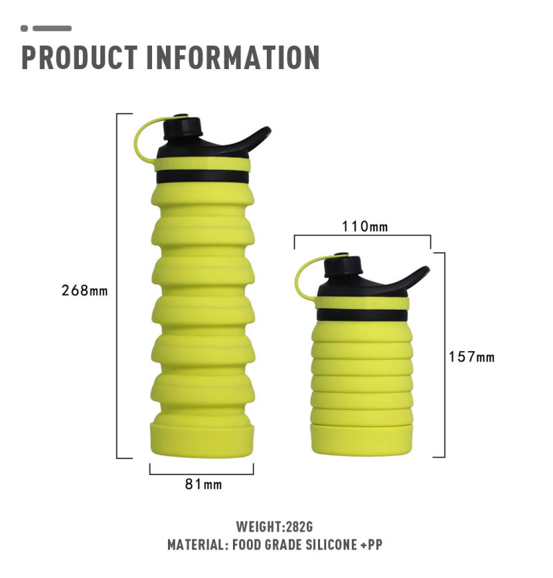 Foldable Reusable Drinking Travel Fashion Collapsible Silicone Foldable Water Bottle