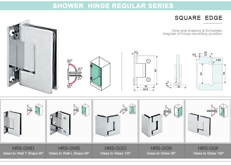 Glass to Glass Shower Screen Hinges for Shower Enclosure