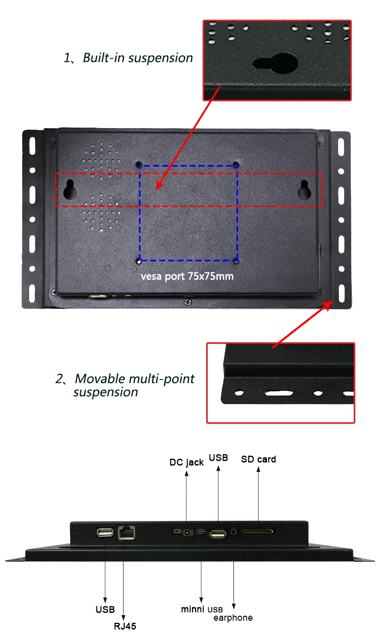 Industrial Display Android Touch Screen Monitor/Wall Mount Touch Screen Frameless 13.3 Inch Frameless Embedded Display