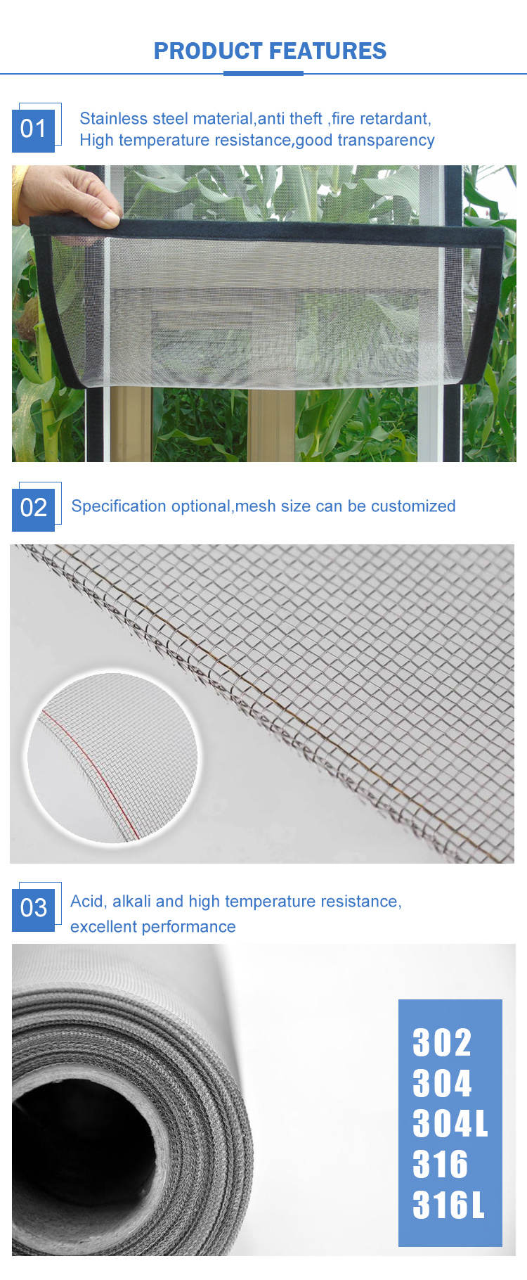 Stainless Steel 316 Window Door Mesh Security Screen