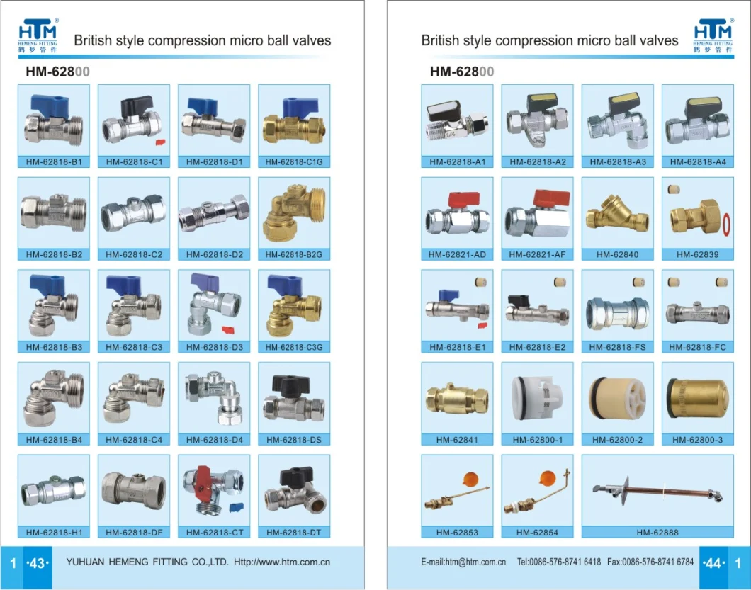 Wholesaler British Style Compression Brass Mini Ball Ball Valve Hm-62818-E2