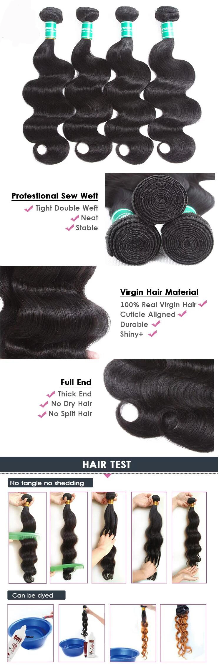 100% 40 Inch Virgin Natural Brazilian Human Hair Extension, Extension Human Hair