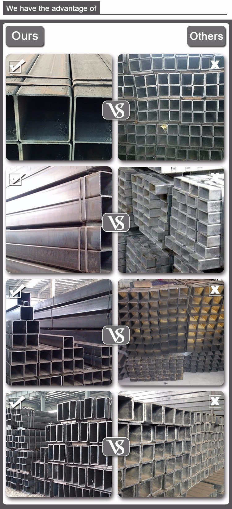 Waterproof Pater Wrapped ASTM A500 Square and Rectangular Hollow Section Pipe for Guard Rails