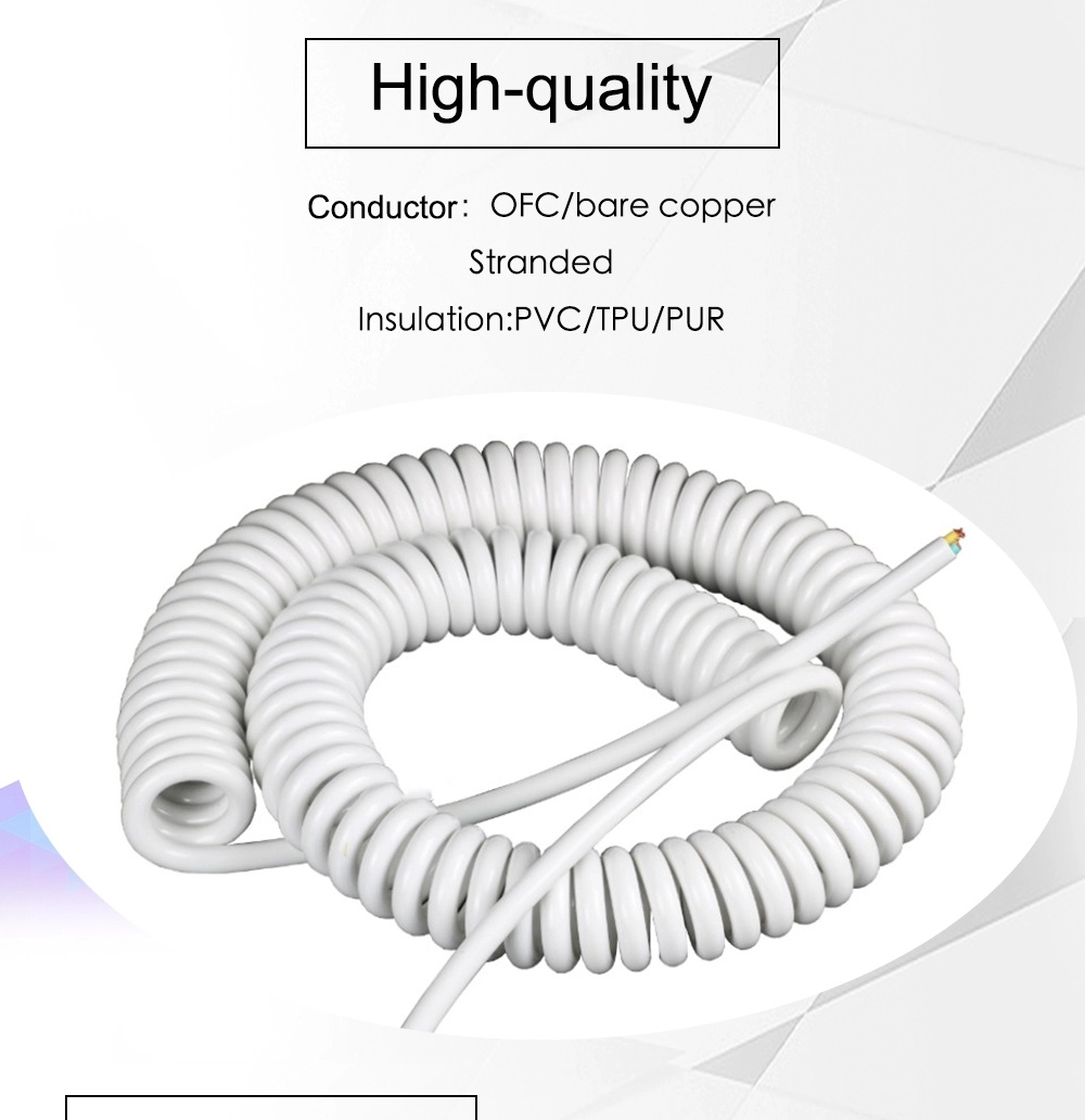 Multi Cores PU Jacket Spring Spiral Cable Coiled Cable for Industrial Automation Machinery Equipment