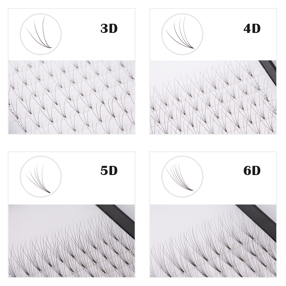 3D~10d False Eyelash Long Stem Premade Russian Volume Fake Eyelashes Extension for Makeup