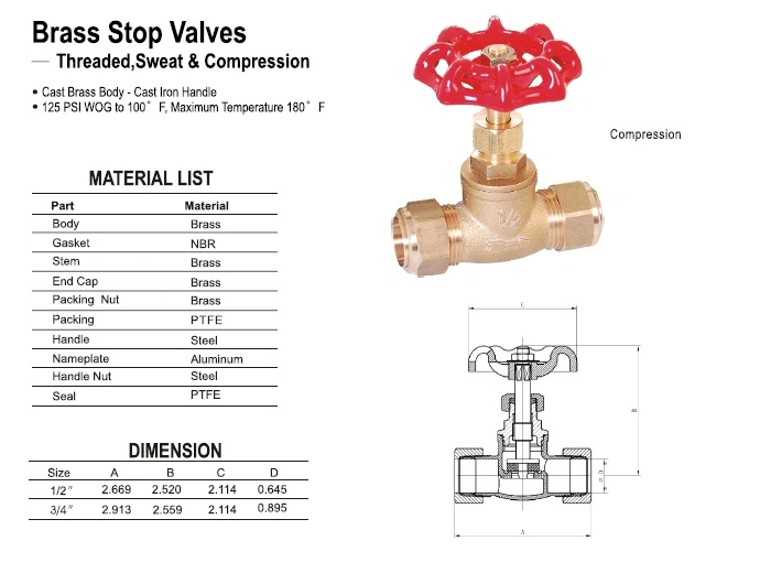 Brass Compression Stop Valve