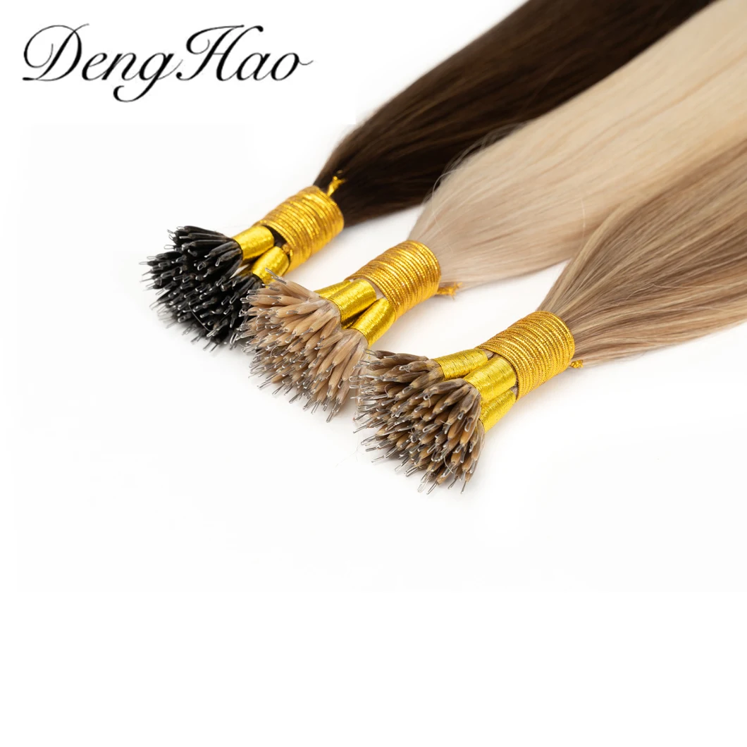 Double Drawn Full and Thick Ends Hair Factory Price Nano Ring Remy Hair Extension