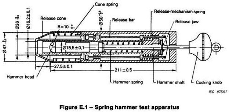 R100 0.2j Single and Universal Spring Impact Test Hammer IEC60335-1