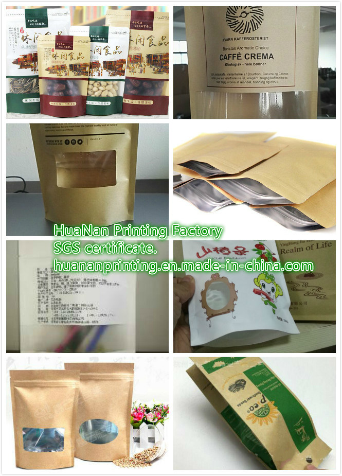 Kraft Paper Stand up Zipper Bag with Rectangle Transparent Window