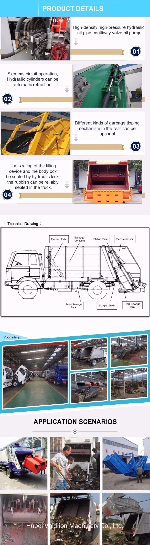 Large Capacity 15m3 Garbage Compactor Truck Compression Garbage Truck for Sale