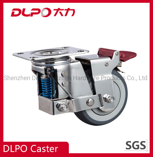 Dlpo Medium Duty Customized Rubber Wheel Swivel Plate Industrial Spring Castor