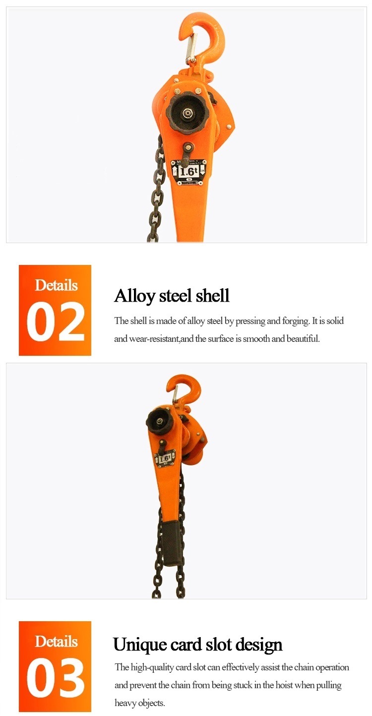 Alloy Steel Lever Hoist 0.75t 1.5t for Garages