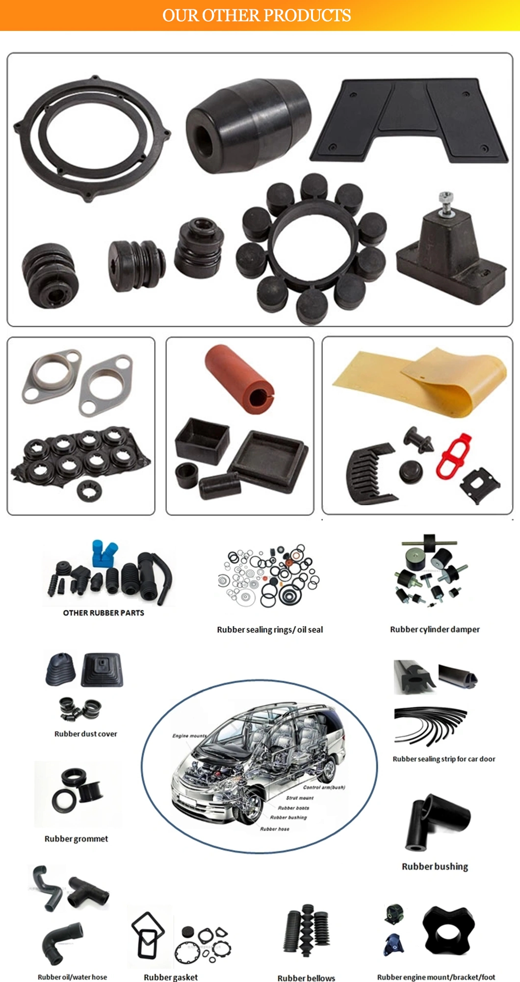 Custom Molded Rubber Absorb Shock Vibration Suspension Flanged Stem Bushing