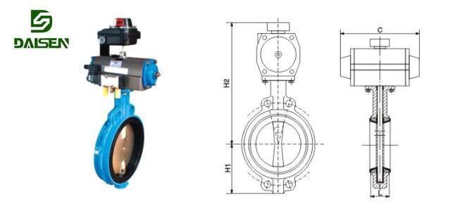 Pn10/16 Wafer Type Soft Sealed Pneumatic Butterfly Valve