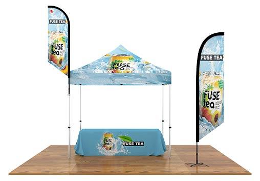 Outdoor or Indoor Trade Show Gazebo Marquee Canopy Pop up Tent with Table and Feather Flag Sets