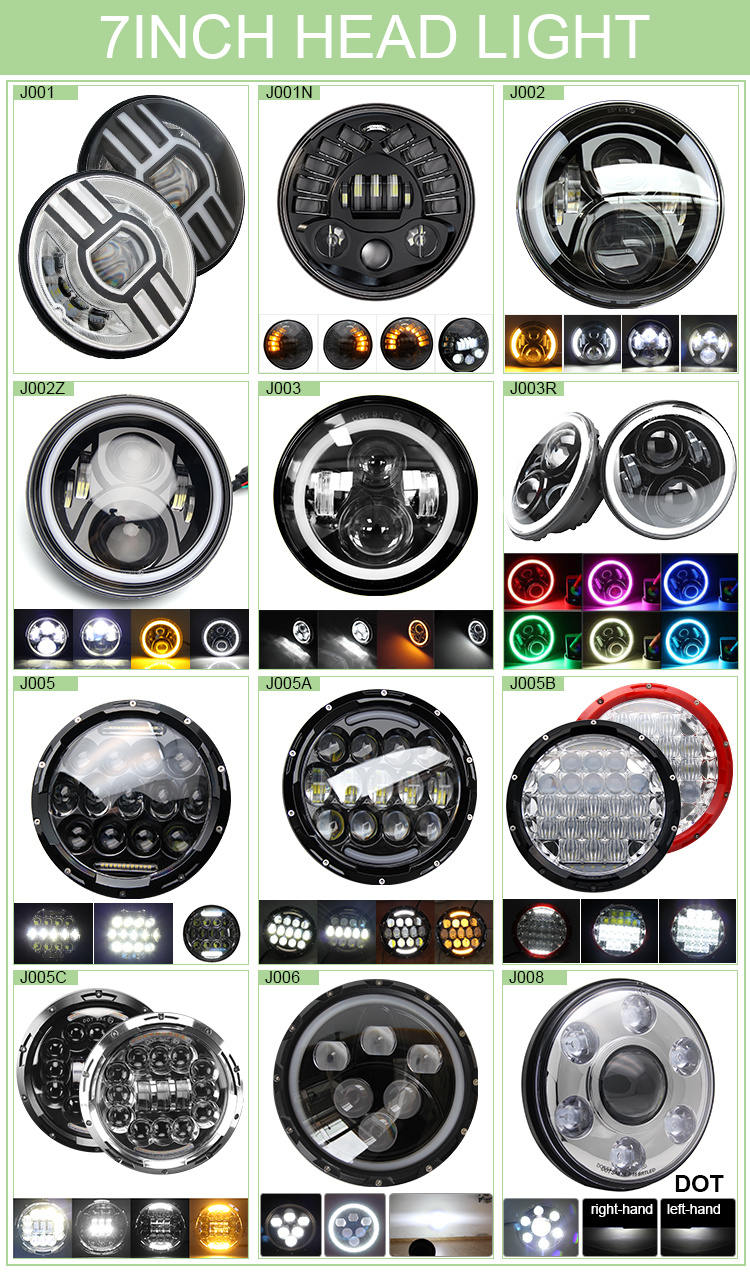 Wholesale Auto Halo Motorcycle Front Light Round 7inch Car LED Headlights