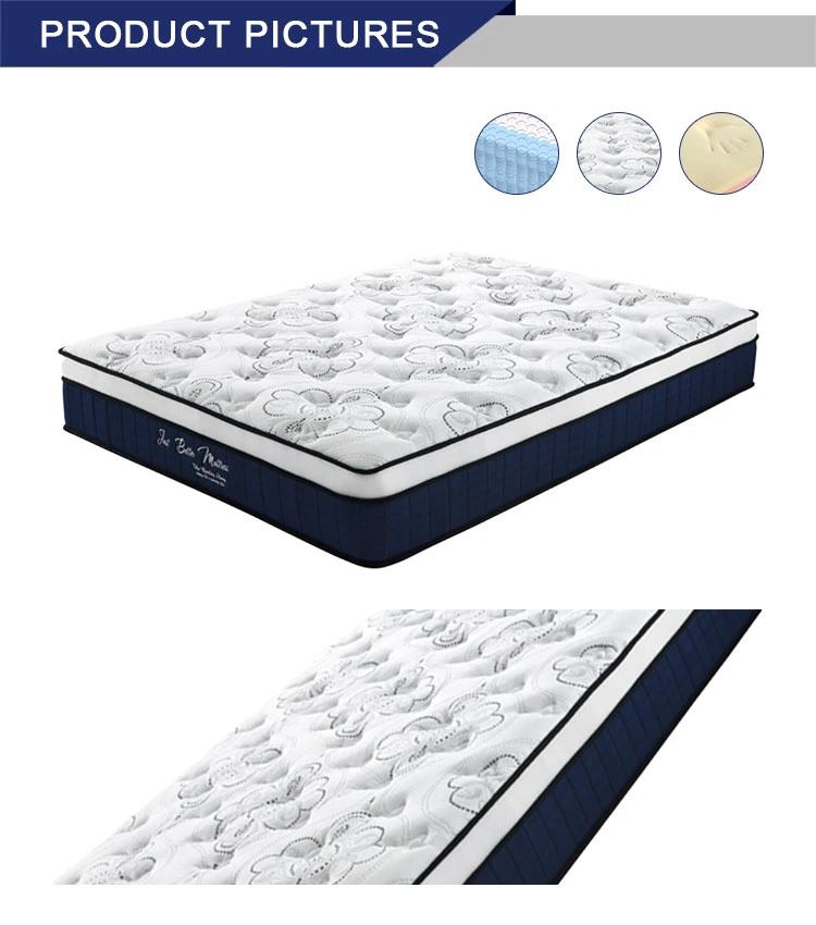 Hotel Furniture Bed Mattress Queen Size Knitted Fabric Natural Latex Spring Mattress