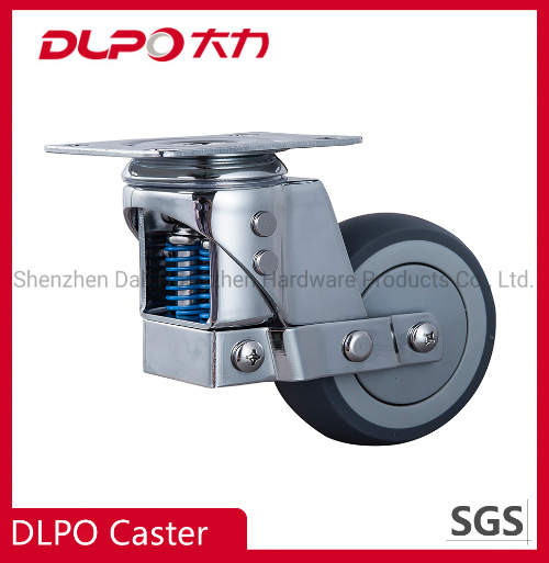 Dlpo Medium Duty Customized Rubber Wheel Swivel Plate Industrial Spring Castor