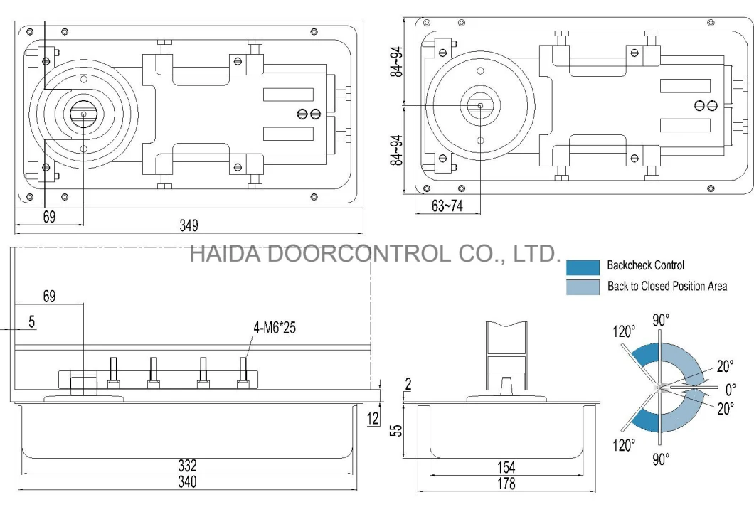 HD 588 Heavy Duty Double Spring Door Control Floor Spring