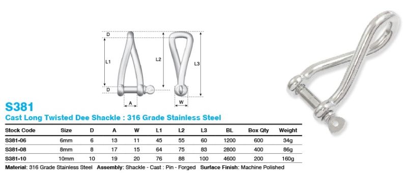 Stainless Steel European Standard 304 Twist Shackle