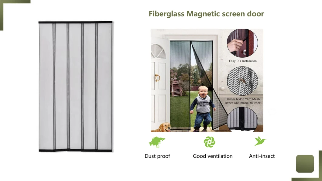 Heavy Duty Fiberglass Mesh Door Curtain Magnetic Insect Screen Door