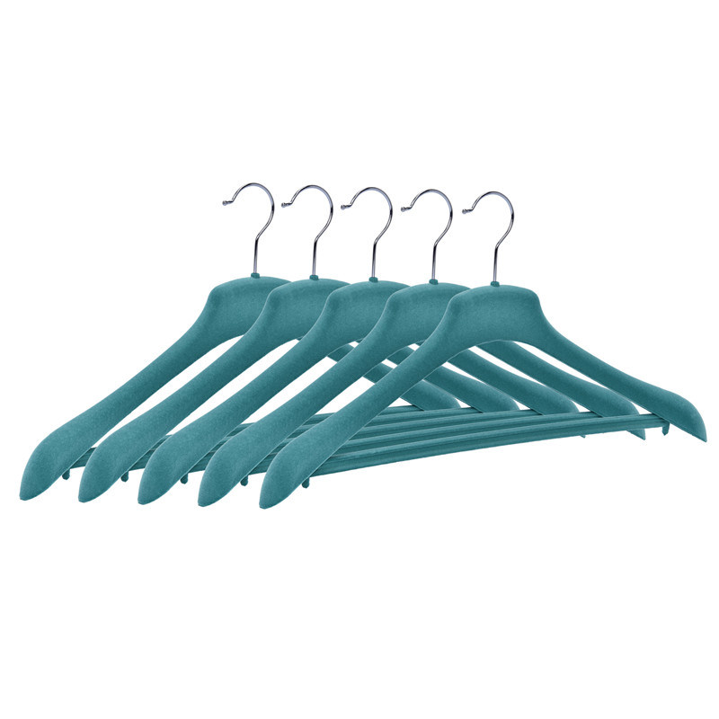 Custom Anti Slip Velvet Clothes Hanger Plastic Velvet Suit Hangers Luxury Suit Hanger