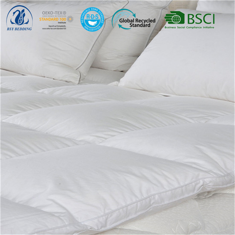 2 Layers 233t 100% Cotton Mattress Topper, Down Filling Mattress Feather Filling Mattress