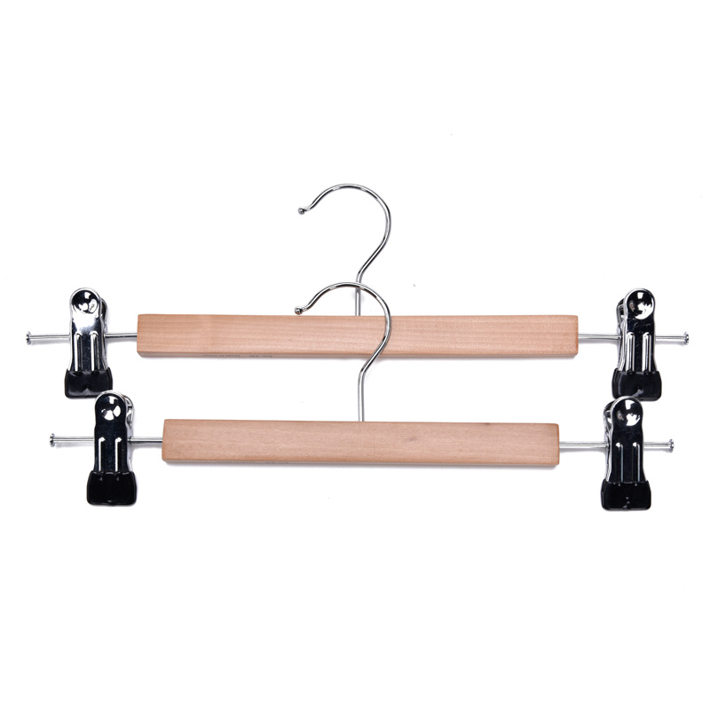 Home Rack Metal Clip Hanger Clothes Multifunctional Wooden Hanger with Clips