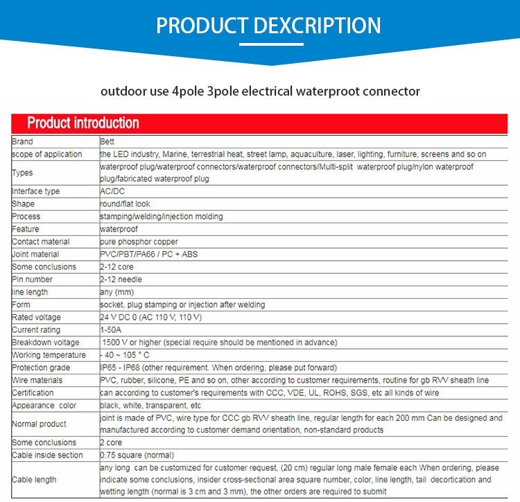 Automotive Application Gender Spiral Extension 4pole Male Female Connector