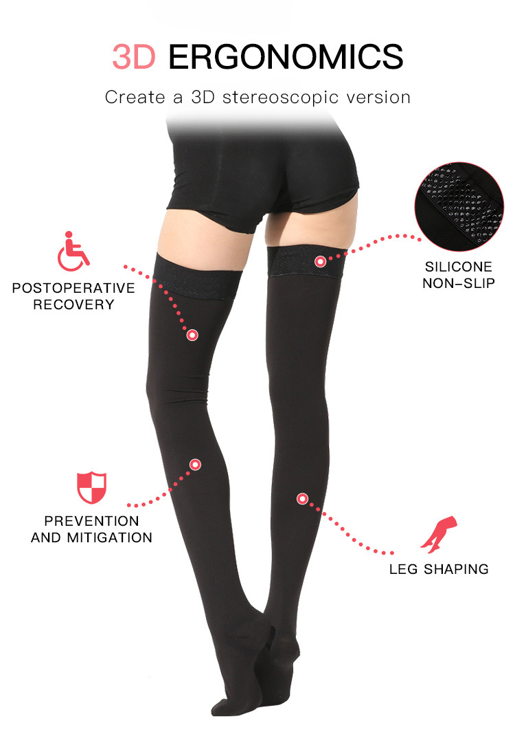 Thigh High 30-40mmhg Graduated Compression Varicose Veins Stocking Compression Sock Medical