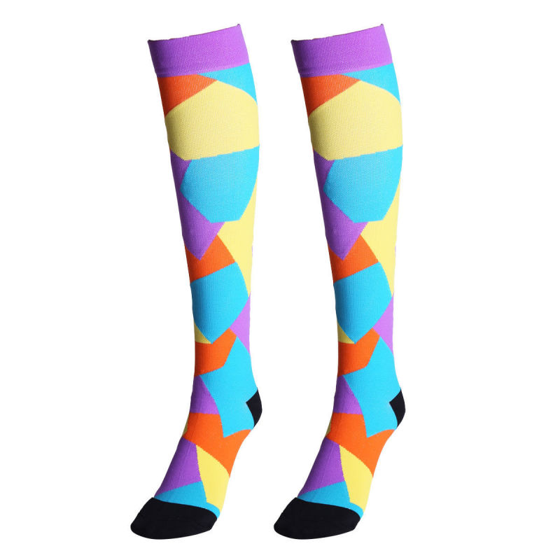 Unisex Knee High Colorful Nylon Compression Socks