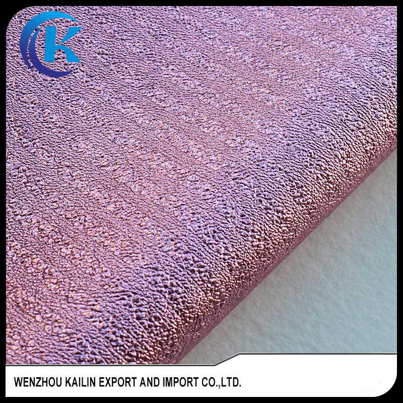 PU Embossed Metallic Leather for Hand Bags Metallic Shiny PU Foiled Leather