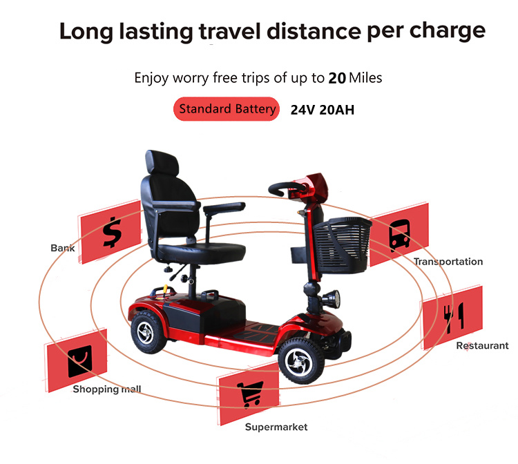 300W Foldable Handicap Scooter De Movilidad Electrica Electric Mobility 4 Wheel Scooter