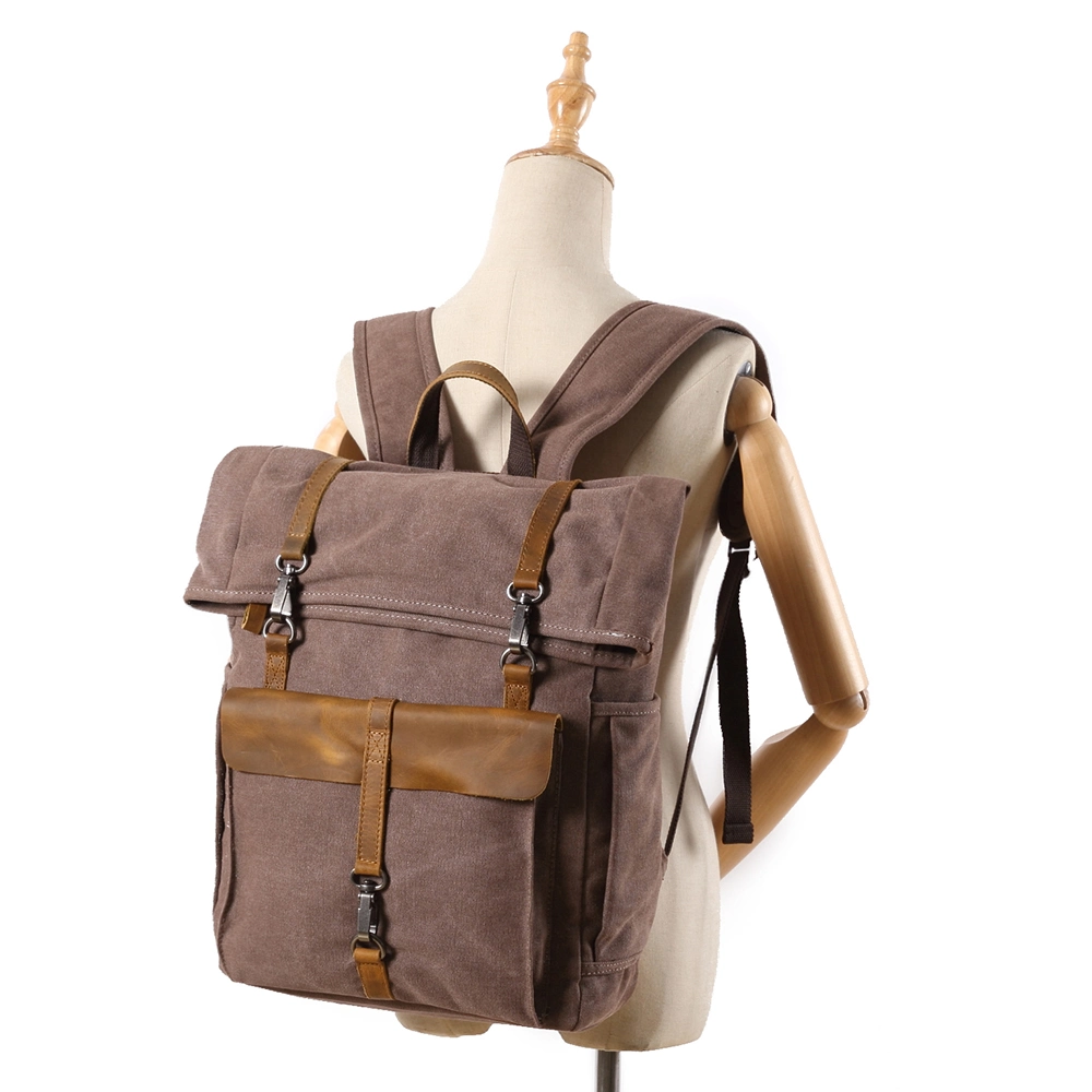 High Quality Leather Canvas Sport Hiking Handbag Backpack (RSF8828)