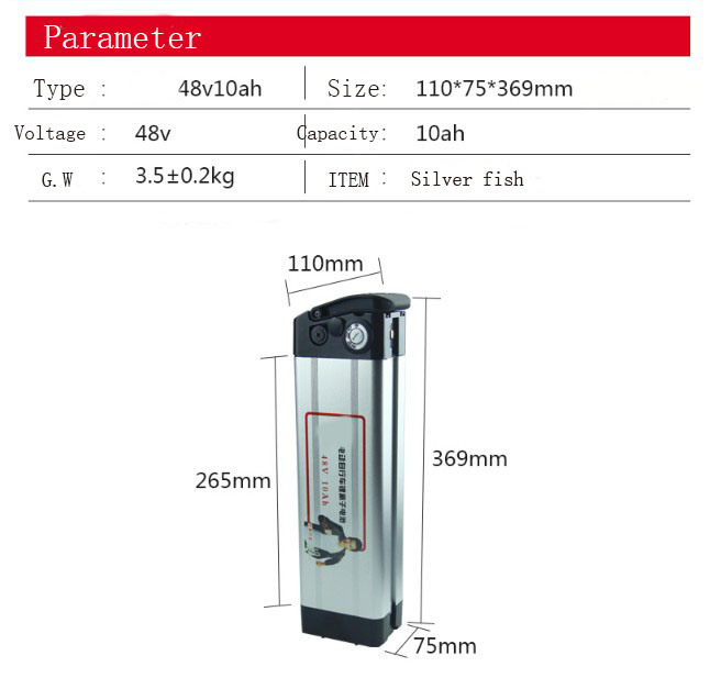 Rechargeable 48V 15ah Lithium Ion Electric Bicycle Battery for Electric Bike