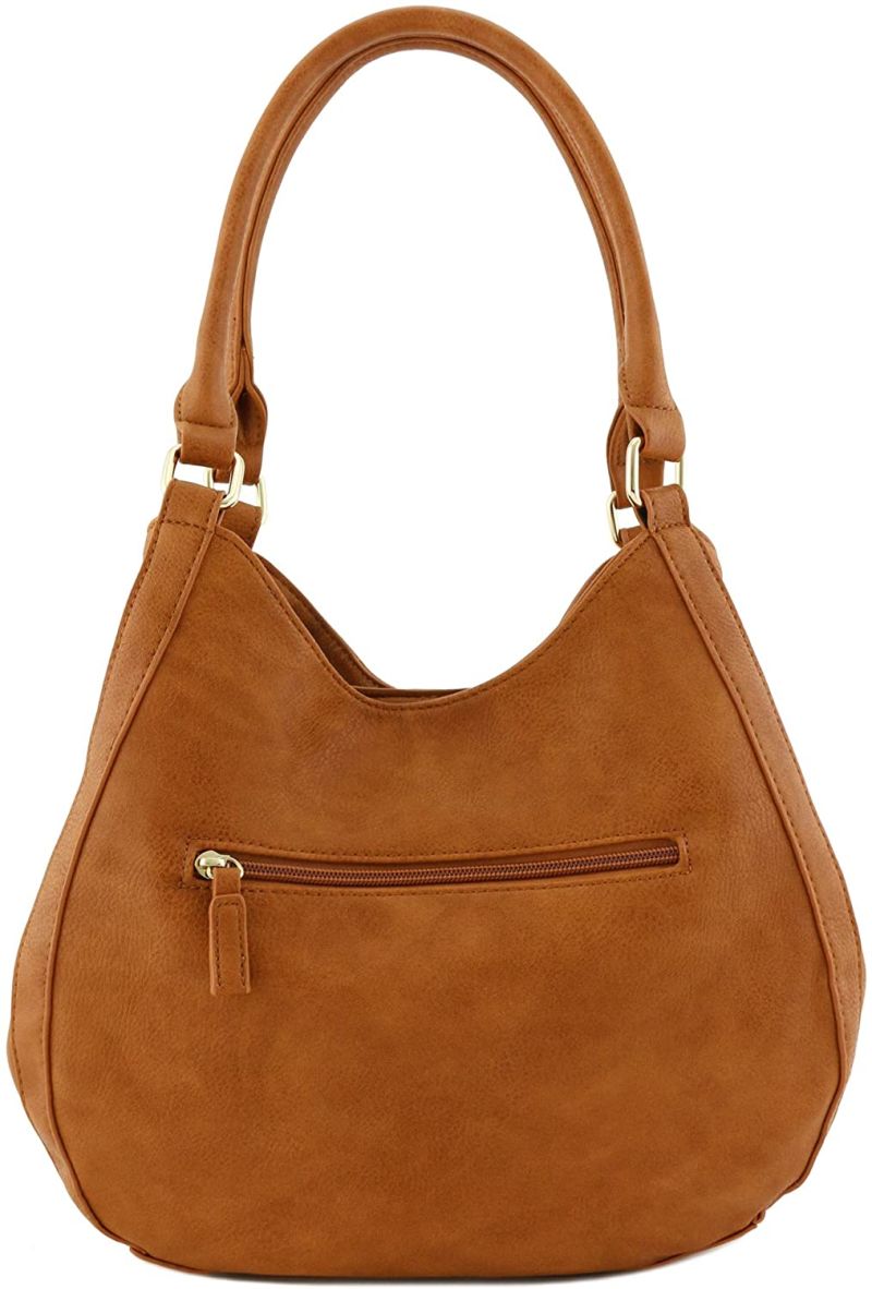 Light-Weight 3 Compartment Faux Leather Medium Hobo Bag