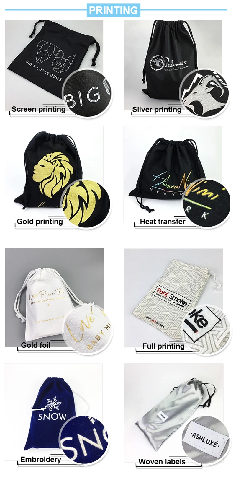 Hottest Selling Canvas Velvet Gift Bags Small Drawstring NFL Bags for Promotion