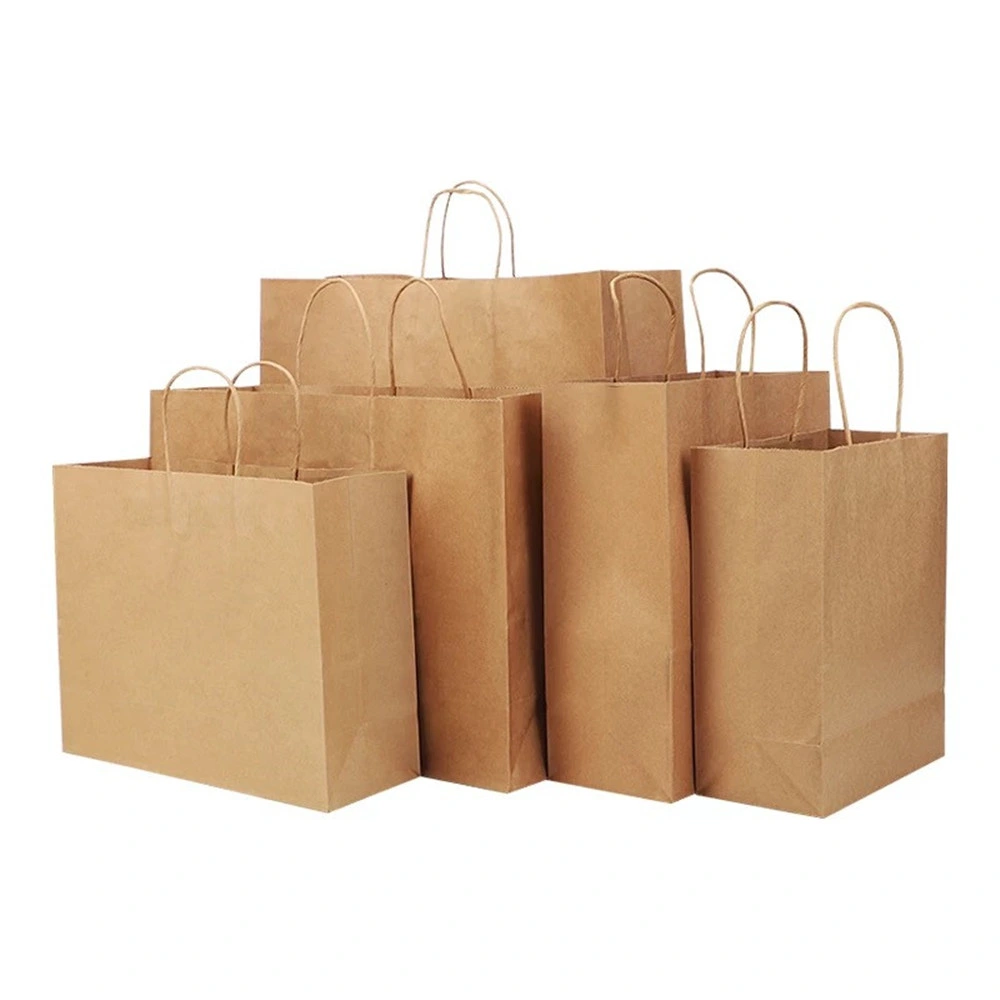 OEM Printed Brown Kraft Paper Tote Branded Kraft Paper Bag