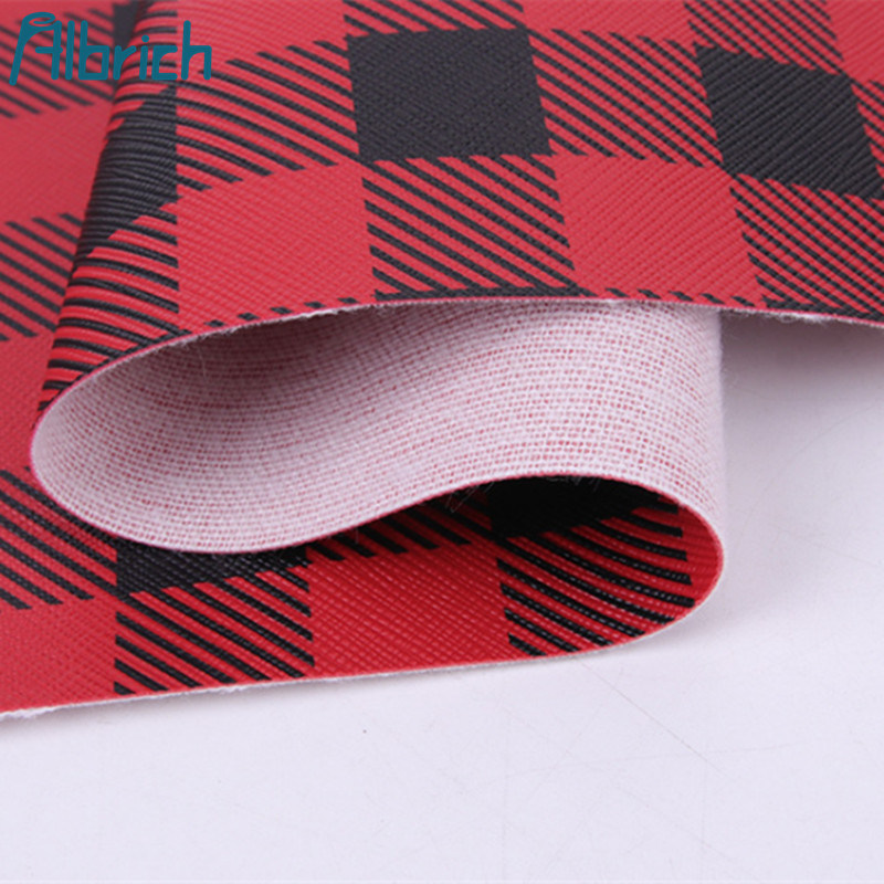 Bottom Cloth PVC Printed Checked Handbag Decorative Fabric Leather