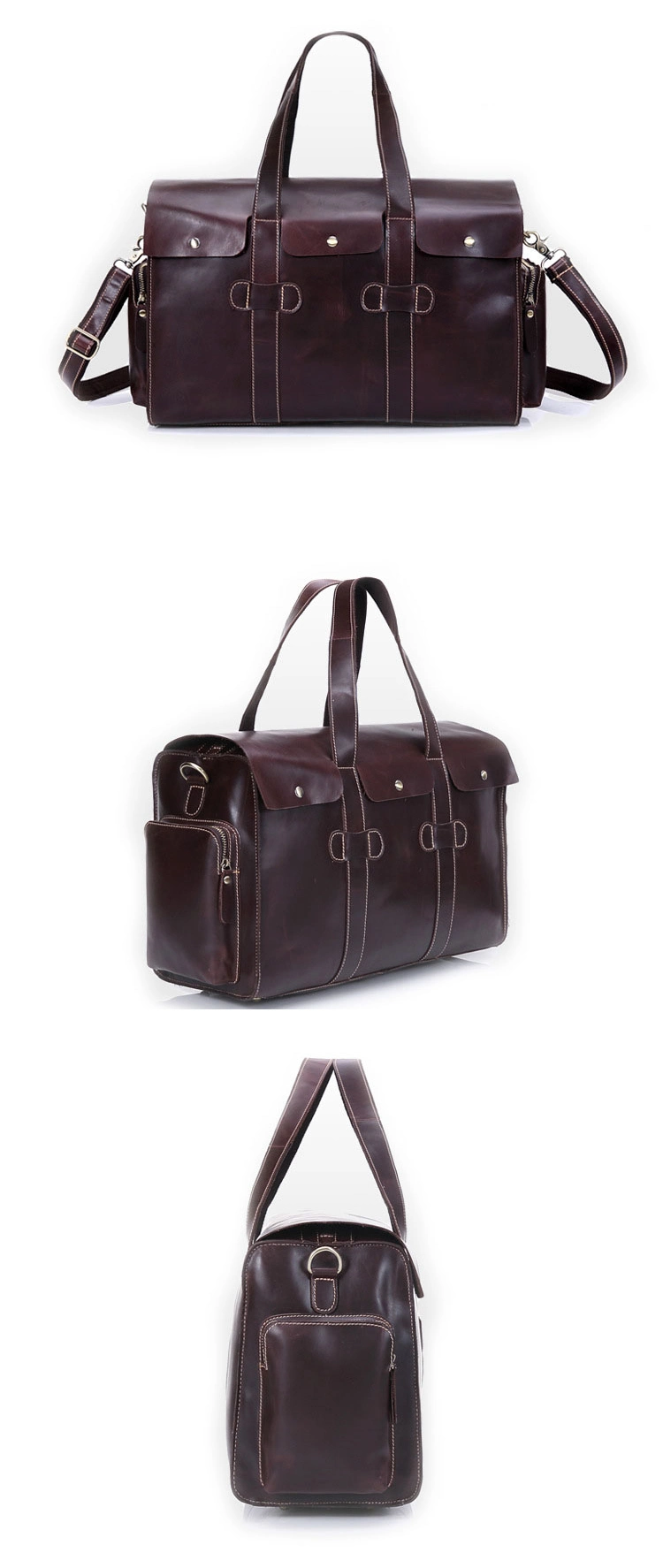 China Factory Cheap Price Genuine Leather Weekender Travel Bag Leather Duffle Bags